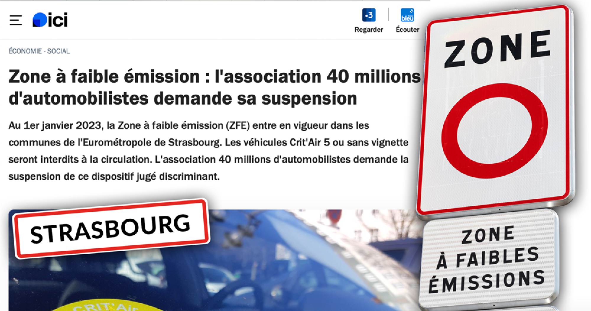 "40 millions d'automobilistes" &agrave; Strasbourg pour d&eacute;noncer la ZFE, derni&egrave;re &eacute;tape de "La Grande Boucle des Exclus"